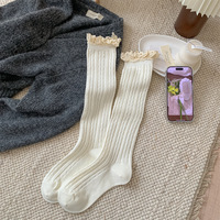 Haute qualité automne hiver femmes dentelle bord longues chaussettes Style doux genou haute Slouch chaussettes