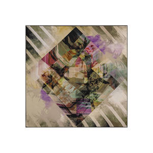 Beige Silk Square Scarf with Geometric Pattern - Product Image 1