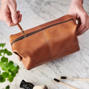 <b>Men</b> Anniversary Zipper Leather Dopp Kit for <b>Men</b> Cosmetic <b>Bag</b> Grooming Unisex <b>Toiletry</b> Anniversary Gift for Him Wash TYG-0033 - Product Image 1