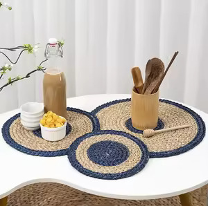 Jute coton tressé à la main rustique Vintage tapis et tampons comme napperon Table à manger Table de chevet thé caboteur assiette tapis décoration tapis - Product Image 5