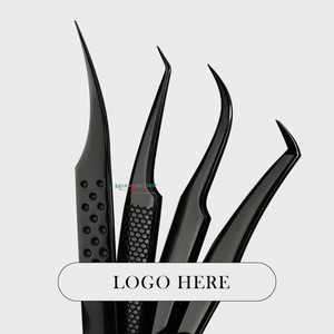 Pince à épiler en acier inoxydable à pointe en fibre 45 75 90 degrés noir or Pince à épiler extension de cils de marque privée - Product Image 5