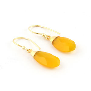 Bijoux tendance, boucles d'oreilles pendantes en forme de poire, quartz jaune, plaqué or 24k, crochet, goutte d'eau, jolies boucles d'oreilles d'anniversaire - Product Image 4