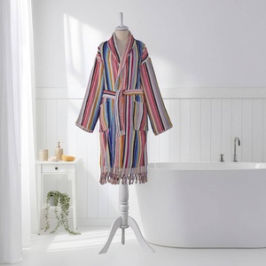 Peignoir turc Pompom à rayures multicolores audacieuses, col châle - Product Image 4