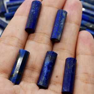 Tubo de taladro suelto de lapislázuli azul Natural de tamaño personalizable, piedra preciosa de Pilar artesanal DIY colorida para fabricación de colgantes de joyería - Product Image 3