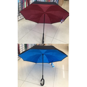 Parapluies réversibles traditionnels minimalistes à 10 baleines en polyester, ouverture automatique droite et pliable en trois sections, pour le voyage - Product Image 1