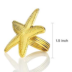 Elegante Anillo de Servilleta con Forma de Estrella de Mar Dorada, Perfecto para Decoración Costera, Cenas en Casa, Fiestas, Bodas y Regalos, Venta al por Mayor desde India - Product Image 3
