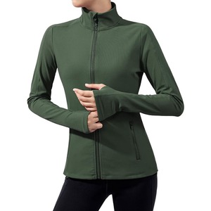 Veste de yoga de sport à manches longues pour femmes manteau d'entraînement respirant à séchage rapide fermeture éclair pour l'entraînement de course en plein air motif solide - Product Image 4