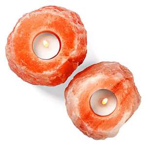 Bougeoir de forme naturelle en sel de l'Himalaya avec bougeoirs à 2 trous pour pièce de décoration et cadeau de mariage du Pakistan - Product Image 1