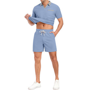 Conjunto de correr de dos piezas para hombre de alta calidad, ropa de calle personalizada, ropa de playa de gran tamaño, conjunto de camisas y pantalones cortos para hombre - Product Image 3