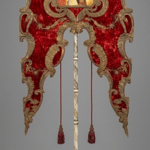 Custom Hand Made Embroidery <b>Banner</b> Red Velvet Processional <b>Banner</b> Hand Embroidered Gold Baroque Church <b>Banner</b> - Product Image 2
