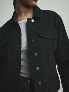 High Demand Quick Dry Black Women's Fuller Bust Fitted Denim Jacket Button <b>Fastening</b> Designed For Women For All Seasons Comfort - Product Image 6