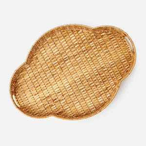 Charming Stylish Touch Versatile <b>Natural</b> Tone Multipurpose Home Decor <b>Hand</b> Braided Rattan Tray Made by Vietnam Artisans - Product Image 3