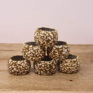 Rond de serviette en perles de rocaille durables faites à la main pur Rond de serviette perlé de conception Unique pour la table entièrement personnalisée - Product Image 5