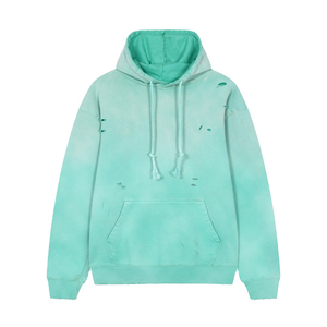 Haute qualité 100% coton sweats à capuche poids lourd surdimensionné Vintage lavage à l'acide Style Streetwear en détresse sweats à capuche personnalisés sans ficelle - Product Image 3