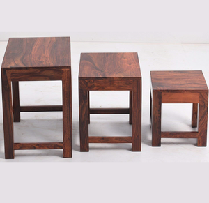 เก้าอี้สตูลไม้เนื้อแข็ง (ชุด 3 ตัว / ผิวด้าน) - Product Image 2