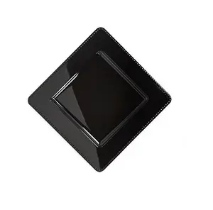 Square Black Charger Plates For Indoor and Outdoor usage Metal Charger Plates With Mosaic Tiles Luxury Border