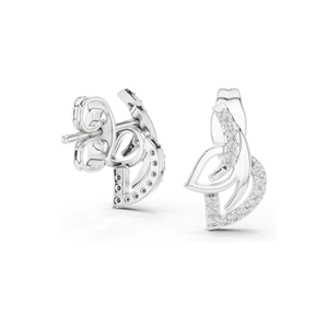 Boucles d'oreilles en forme de feuille avec diamants de laboratoire 0,12 CT pour femmes, clarté VVS-VS EF, or 18 carats, 14 carats, 10 carats et argent 925, or rose, or jaune, or blanc - Product Image 4