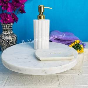 Distributeur de savon en marbre de superbe qualité, design moderne, distributeur de savon liquide en marbre blanc pour accessoires de salle de bain et de cuisine - Product Image 1