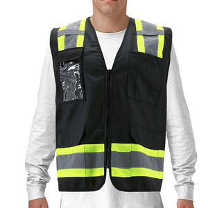 Gilet de sécurité réfléchissant avec plusieurs poches, fermeture éclair, haute visibilité, polyester, gilet de sécurité pour hommes - Product Image 1