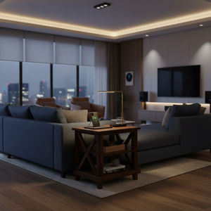 Estándar europeo elegante mesa de tres niveles colección de Baize Wallnut Color café moderno multiusos granja sótano - Product Image 2