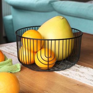 Panier à fruits moderne en fil métallique noir, bol de rangement pour pain décoratif en métal, organisateur de comptoir creux pour légumes, pour cuisine et salle à manger - Product Image 3