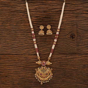 Gold Plated Antique <b>Long</b> <b>Pendant</b> Set Large Manufacturer of Pearl <b>Pendant</b> Set in Wholesale Jewellery - Product Image 1