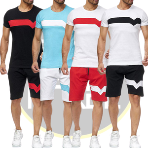 Ensemble short décontracté à blocs de couleur pour hommes T-shirt athlétique à la mode Short à cordon pour l'été Gym Outdoor Wear disponible - Product Image 1
