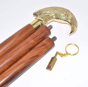 Wooden <b>Walking</b> Stick with Brass Snake Gold Handle Vintage Inspired Luxury <b>Cane</b> <b>for</b> <b>Men</b> Women Stylish Durable Mobility - Product Image 5