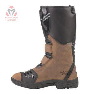 Bottes de moto Adventure Touring imperméables pour hommes et femmes, cuir véritable avec semelle en caoutchouc haute adhérence - Product Image 2