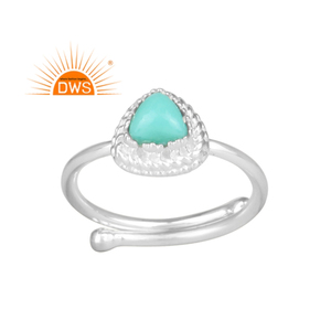 Nouvelle arrivée Bague empilable en argent sterling fin naturel Arizona Turquoise Gemme Fabricant de bijoux personnalisé - Product Image 1