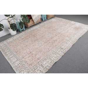 พรมตุรกีขนาด 6.2x10.2 ฟุต พรมวินเทจ พรมขนสัตว์สีขาวลายนามธรรม - Product Image 4