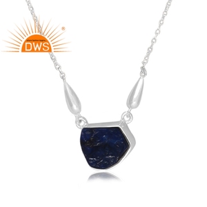 Latest Selling 925 Sterling Silver Natural Lapis Gemstone Pendant Necklace Custom Jewelry Manufacturer - Product Image 2