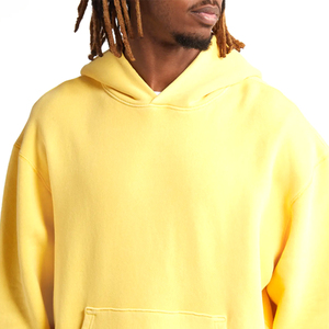 Sudadera con capucha con logotipo personalizado de peso pesado 100% algodón amarillo sudadera de gran tamaño para hombres Streetwear para invierno - Product Image 4
