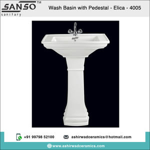 Lavabo de cerámica blanca de diseñador de venta al por mayor de la mejor calidad con pedestal de proveedor y exportador genuino - Product Image 2