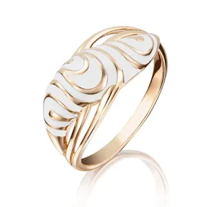 Stylish Fashion Zebra Black And White African Ring 14K Rose Yellow Gold Enamel wholesale price