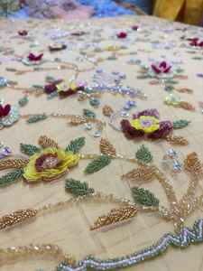 Lace Luxury Beaded Fabric Red Brown Full Beaded Handwork for Party Wedding - Product Image 2