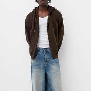 เสื้อมีฮู้ดแบบซิปหน้าสำหรับผู้ชาย, เสื้อมีฮู้ดขนาดใหญ่โลโก้แบบกำหนดเอง - Product Image 4