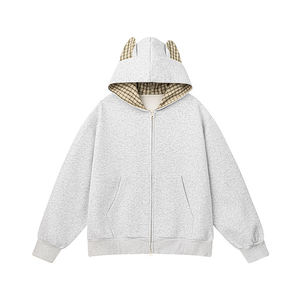 Chaqueta Holgada Informal Tejida, Sudadera Larga con Capucha, Silueta 6XL, Bloques de Color con Letras - Product Image 3
