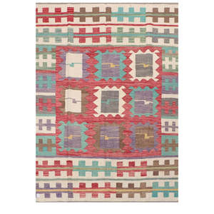 Alfombra Kilim de Maimana, Afganistán, 240 x 175 cm, Juego de Alfombras - Product Image 1