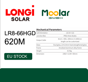 Paneles Solares LR8-66HGD Tipo N para Paneles Fotovoltaicos de 595-625M, 182 mm x 182 mm, 2382*1134*30 mm, Disponibles en la UE - Product Image 2