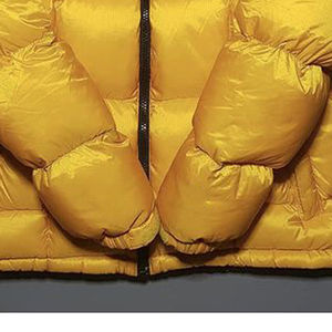 Fabricant OEM ODM, veste bomber d'hiver pour homme, faible MOQ, streetwear, designs jaunes et noirs, veste imperméable coupe-vent à capuche - Product Image 4