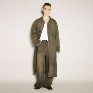 กางเกงยีนส์ผ้ายีนส์สโตนไวด์ขากลางเอวสูงมีกระดุมสีน้ำตาลล้วนแบบออกแบบได้ตามต้องการสไตล์สตรีท - Product Image 2