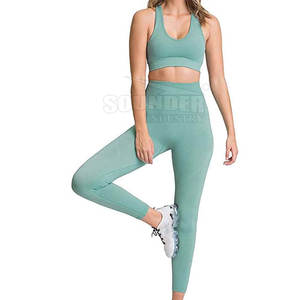 Conjunto de Yoga de cintura alta para mujer, ropa de entrenamiento sólida de 2 piezas, venta directa de fábrica, conjunto de yoga directo de fábrica para mujer - Product Image 1