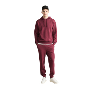 Sweat-shirt à capuche en coton uni d'hiver avec logo personnalisé, coupe régulière, épaules tombantes, jogging de haute qualité, pantalon de survêtement essentiel pour homme - Product Image 1