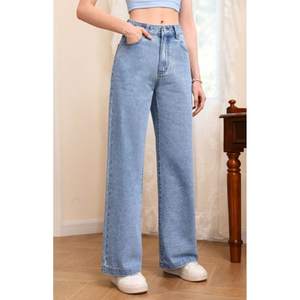 Jeans à jambes larges pour femmes, bleu glacé, taille haute, coupe ample, denim durable, respectueux de l'environnement, style streetwear, taille 26-40 OSCA - Product Image 3