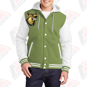 แจ็กเก็ตทีมตัวแทนอบอุ่นมีฮู้ดสำหรับผู้ชายผ้าฟลีซปักลูกปัดผ้าฝ้าย100% พิมพ์ลายดิจิตัลย้อมสีเรียบสำหรับฤดูหนาว - Product Image 3