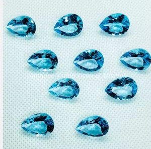 พลอย10X14mm ทรงหลวมเจียระไนแบบลูกแพร์สีฟ้าบุษราคัมธรรมชาติ - Product Image 5