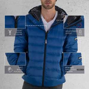 เสื้อแจ็คเก็ตพัฟเฟอร์ผู้ชายคุณภาพสูงสำหรับฤดูหนาว แบบสวมหัว มีซิป ผ้าบับเบิ้ล สภาพใหม่ เสื้อคลุมทางการ ให้ความอบอุ่น - Product Image 4