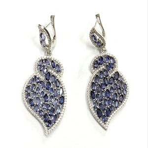 Pendientes Largos de Plata de Ley 925 para Fiestas con Tanzanita y Circonitas Cúbicas de Colores de Lujo para Bodas y Eventos - Product Image 5