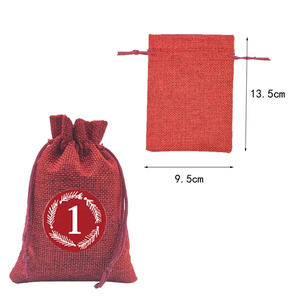 Compte à rebours <span class=keywords><strong>de</strong></span> luxe <span class=keywords><strong>calendrier</strong></span> noël toile <span class=keywords><strong>de</strong></span> jute suspendus cadeau bonbons sacs avec autocollants numéros pour noël <span class=keywords><strong>calendrier</strong></span> <span class=keywords><strong>de</strong></span> l'avent sac - Product Image 5